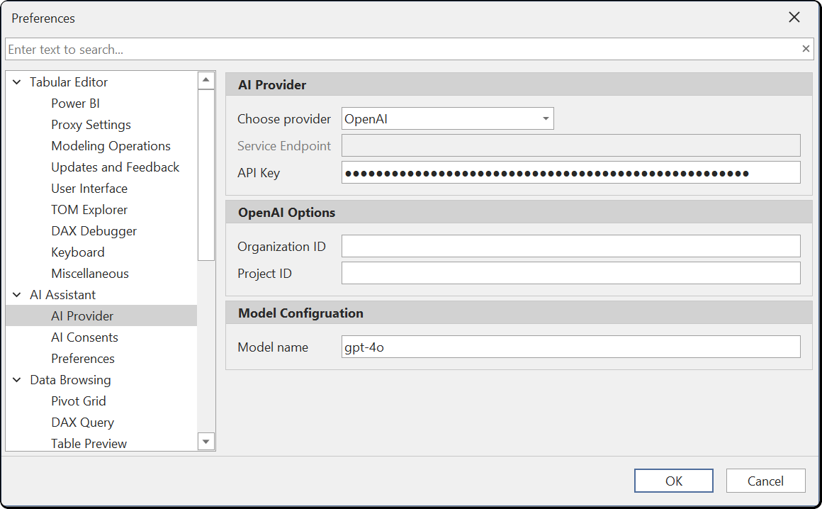 AI Assistant OpenAI Configuration