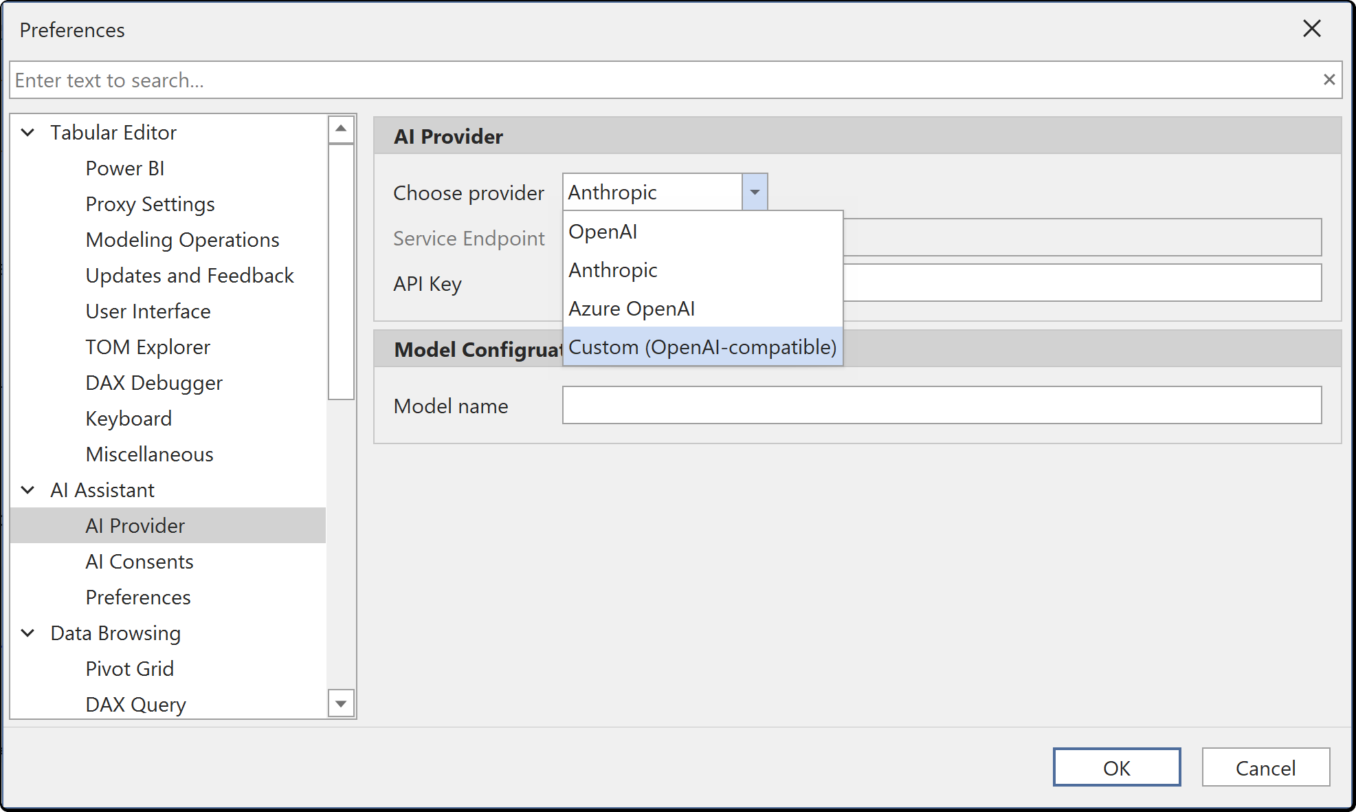 AI Assistant Provider Selection